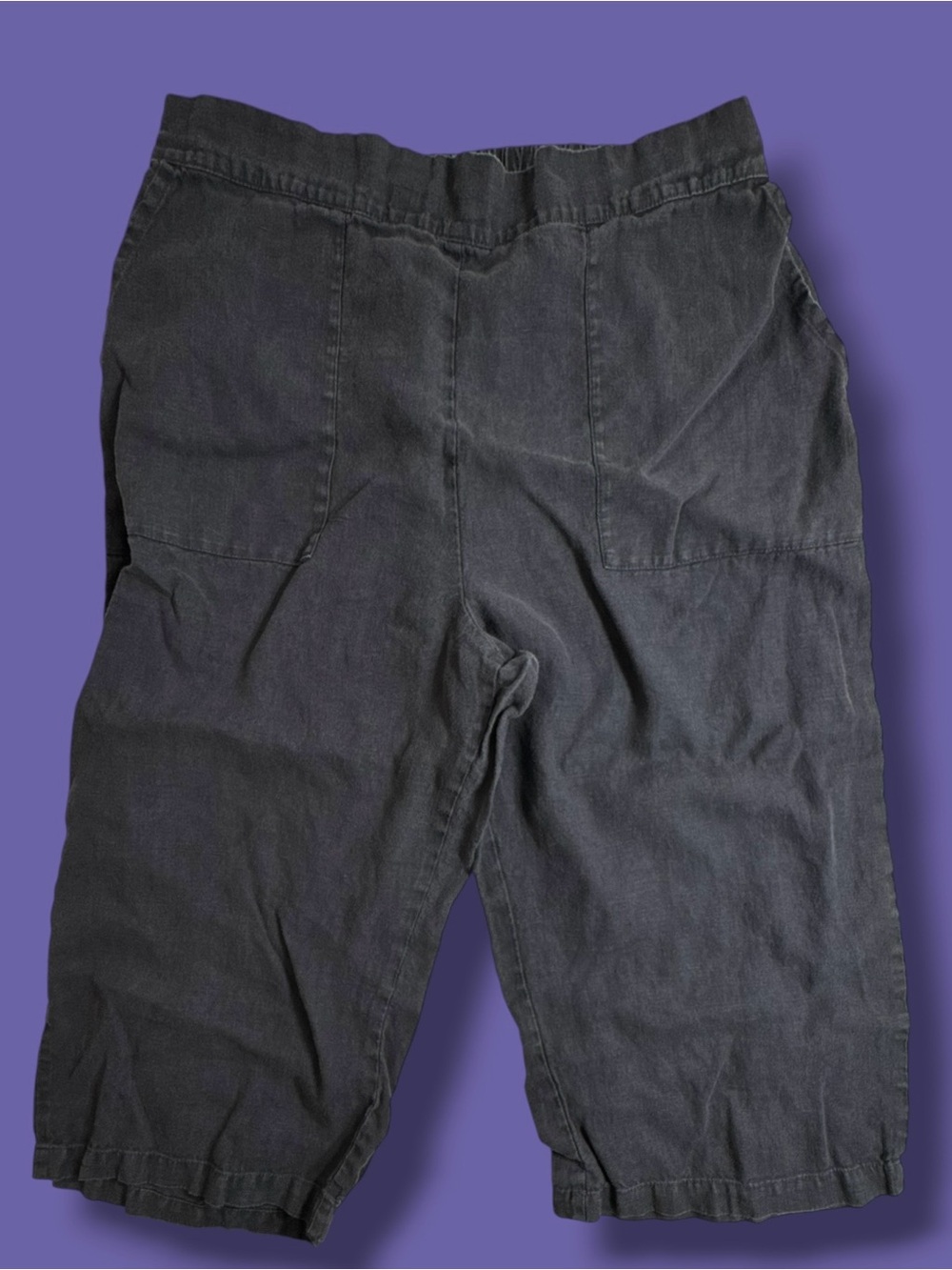 Flax by Jeanne Engelhart Linen Pants Womens M Lagenlook Pull On Cropped Wide Leg